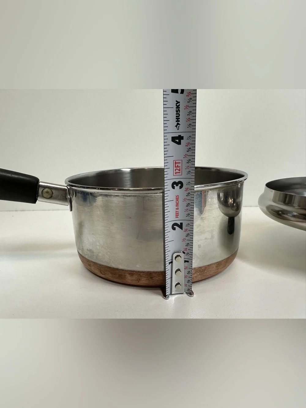 Vintage 1801 Revere Ware 1 Qt Copper Bottom Saucepan/Pot w/ Lid Clinton USA